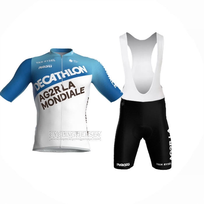 2024 Cycling Jersey Ag2r La Mondiale White Blue Short Sleeve And Bib Short